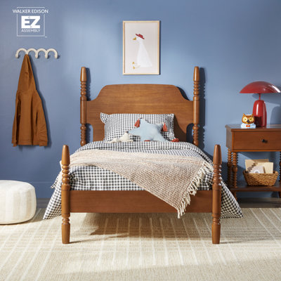 Vivienne Traditional Easy Assembly Solid Wood Twin Spindle Bed by Walker Edison