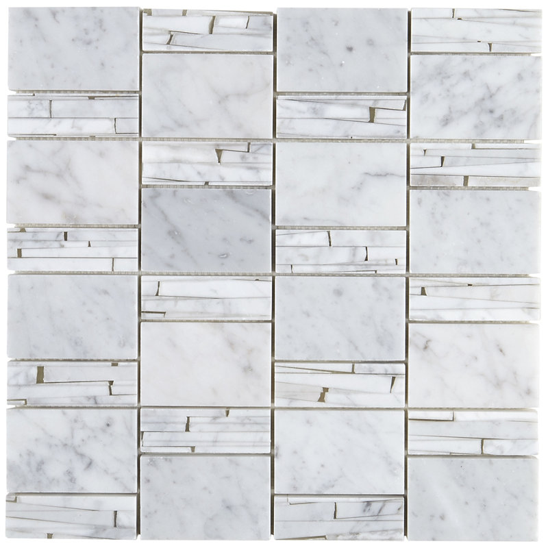 Harrison Marble Random Mosaic Wall Tile, Carrara White