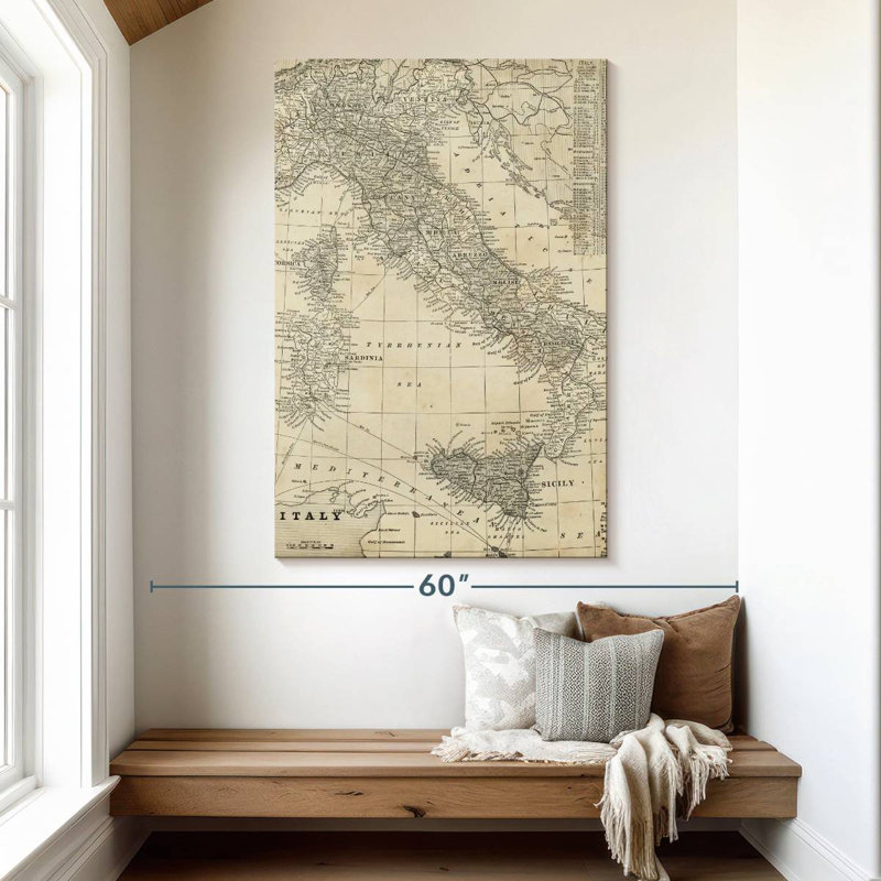 Aliaz, carte antique de l'Italie, H 51 po x l 34 po