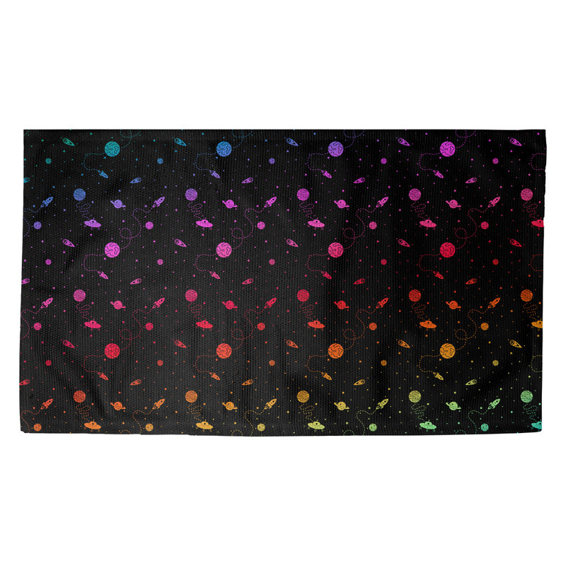 Tapis d’intérieur extérieur espace extérieur Avicia, L 25,5 po x L 42 po, Black/Multicolor