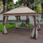 Pavillon de jardin escamotable 11X11FT, moustiquaire pour l'extérieur avec double toit (café)-123218920