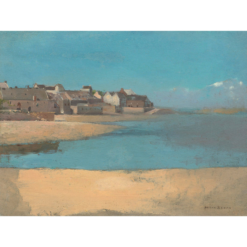 Village By The Sea In Brittany by Odilon Redon - No Frame Print on Canvas, 90cm H x 120cm W x 4cm D