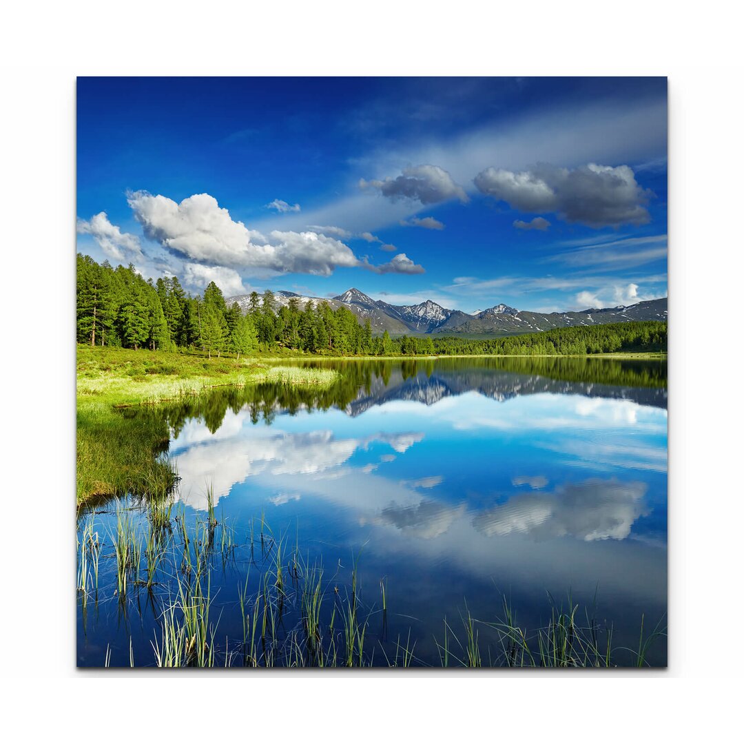 Leinwandbild Bergsee mit Wolkenspiegelung im Altaigebirge