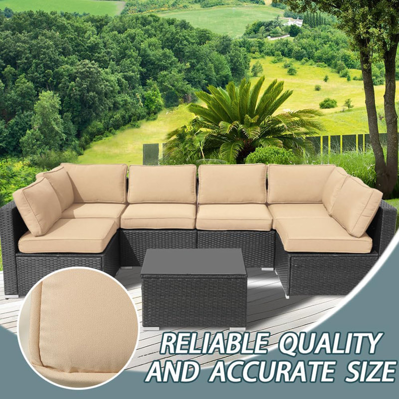14-Piece Replacement Water-Resistant Zippered Machine Washable Outdoor Slipcovers for 6-Seater Patio Sofa Seat and Back Pillows
