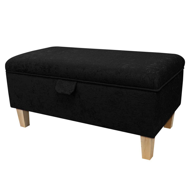 Upholstered Storage Bench, Black