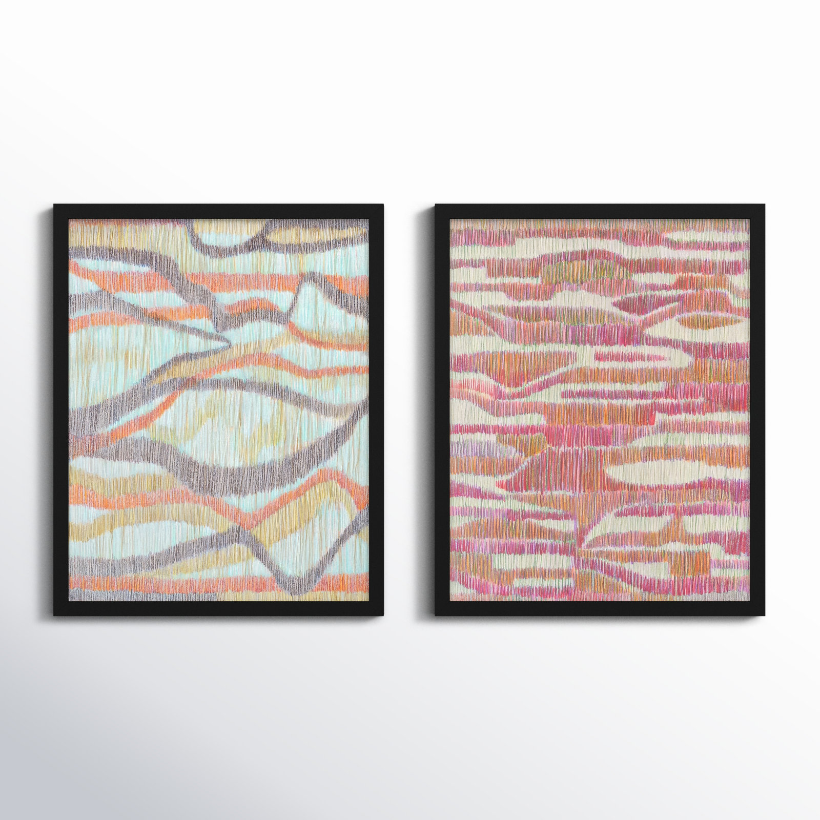Rhythm and Ripples 2-Piece Painting Set, Black Framed, 25" H x 20" W x 1.25" D