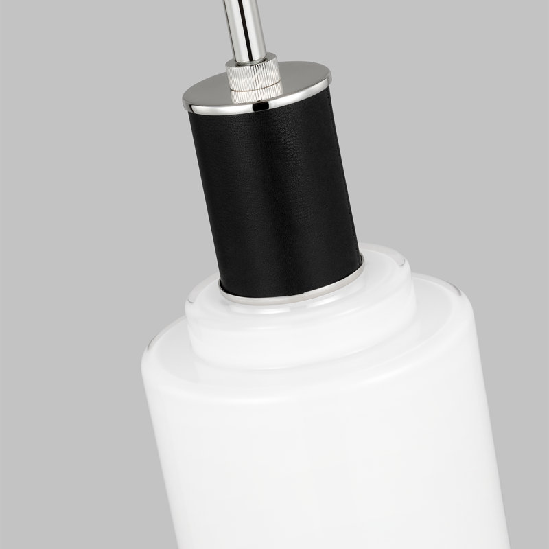 Polished Nickel and White Glass Cylinder Pendant Light