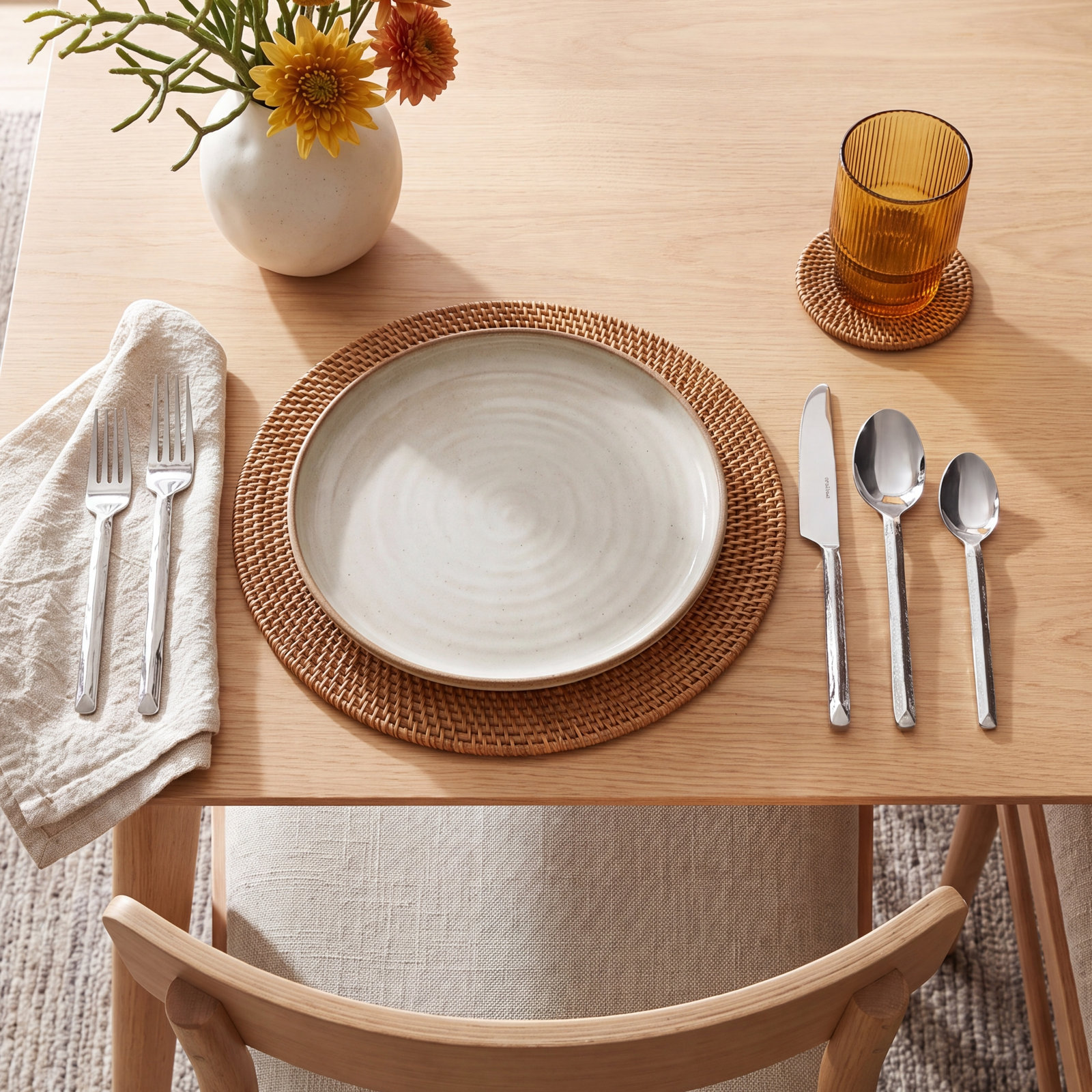 Hand-Forged Flatware Set - Service for 4, Stainless Steel