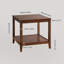 Table de bout en bois massif, table d'appoint carrée à 2 niveaux avec tablette de rangement, table de chevet en bois pour le salon, petite table basse