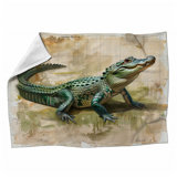 Green Alligator Wildlife Machine Printed Throw Blanket