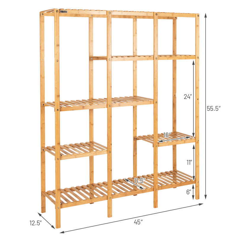 Étagère de rangement multifonctionnelle en bambou