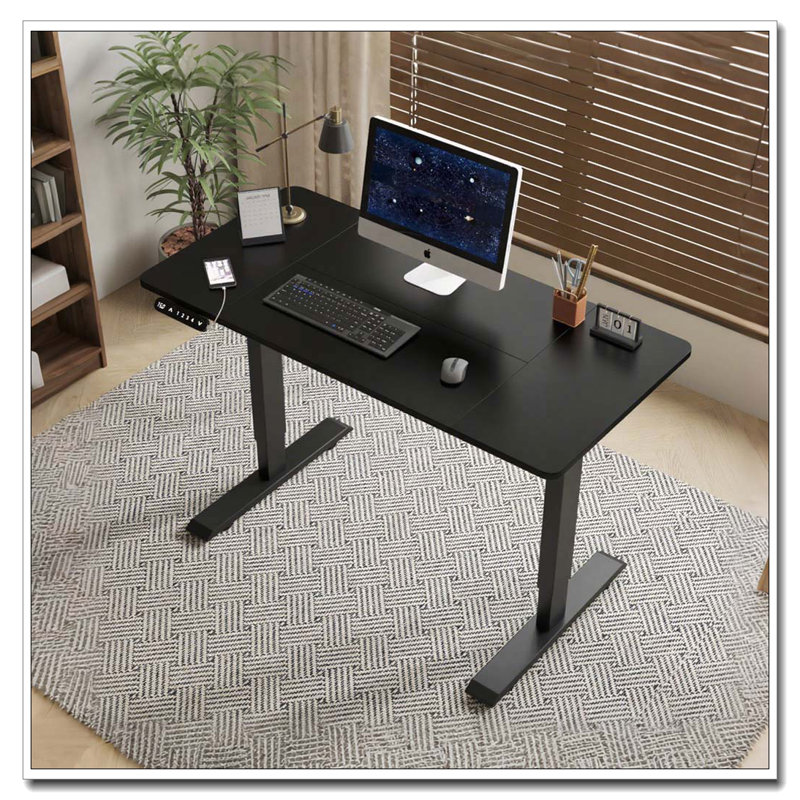 Bureau électrique à hauteur réglable, H 24 po x l 55 po x P 24 po, Noir / Noir