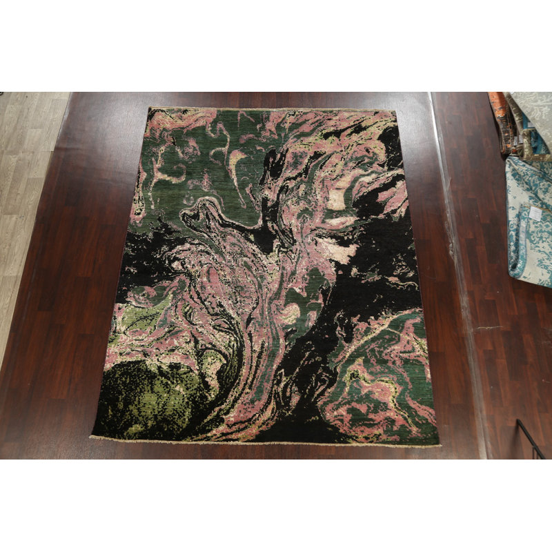 Tapis oriental contemporain à motif végétal noué à la main 8 x 10