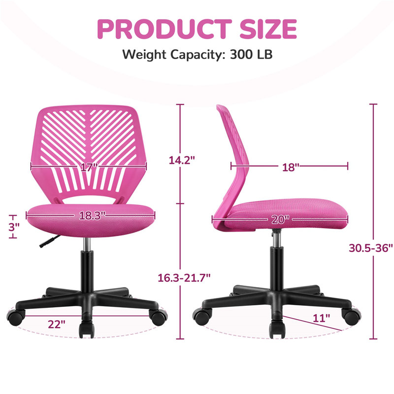 Chaise de bureau Rubin, Rouge rose