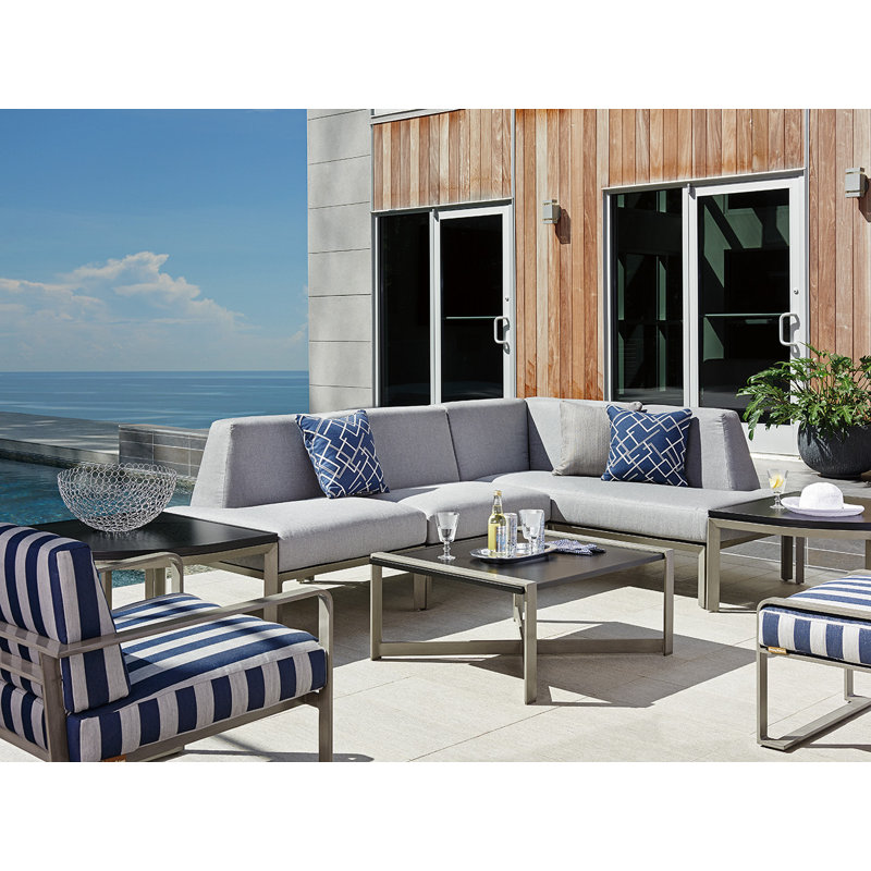 Del Mar 37'' Black and Gray Contemporary Rectangular Cocktail Table