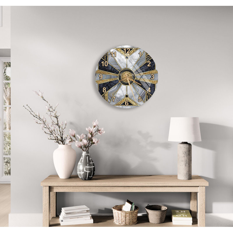 Horloge murale Luxury Luxury, 14 pouces, Romain, noir
