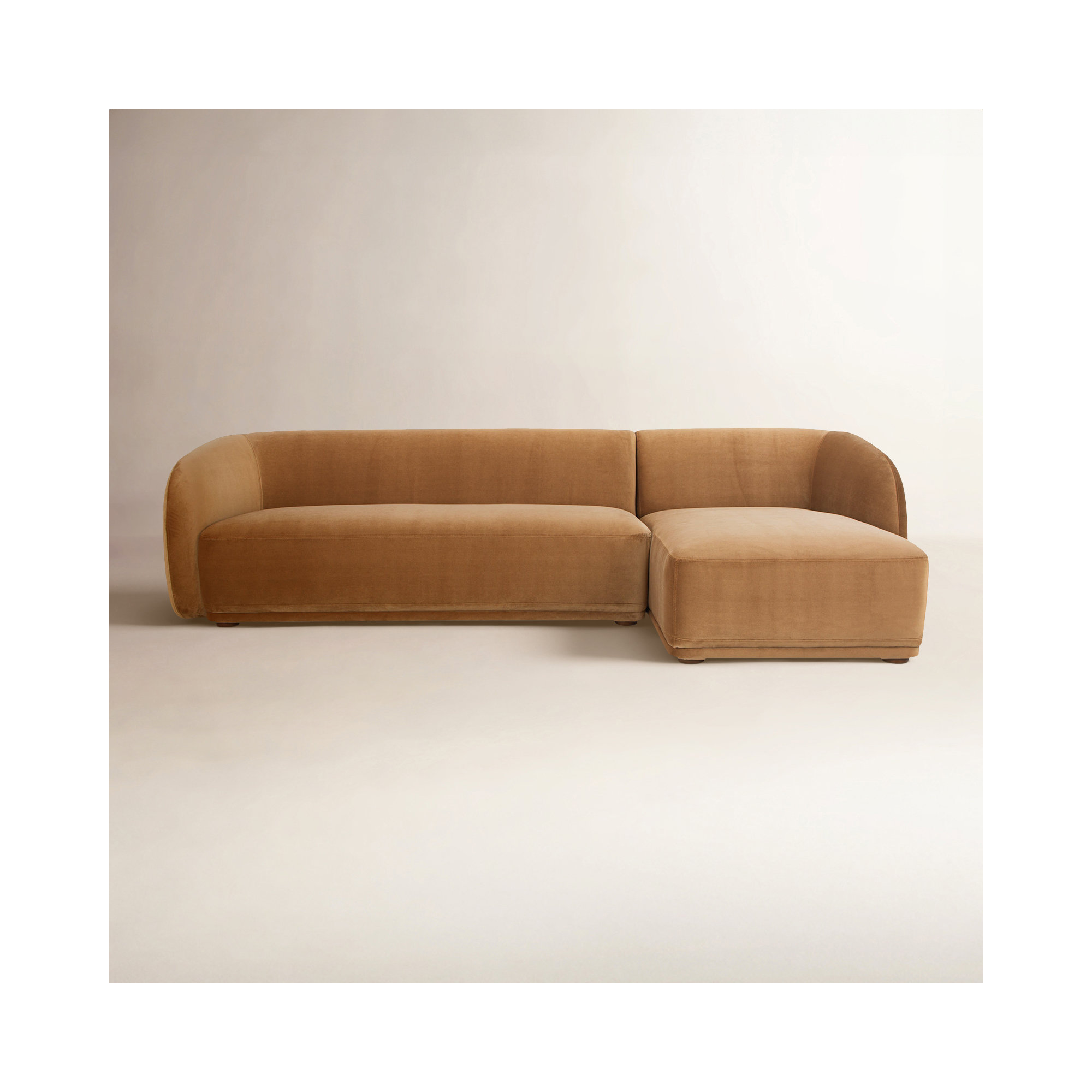 Penelope 2-Piece Upholstered Sectional , Camel Faux Mohair, Right Hand Facing