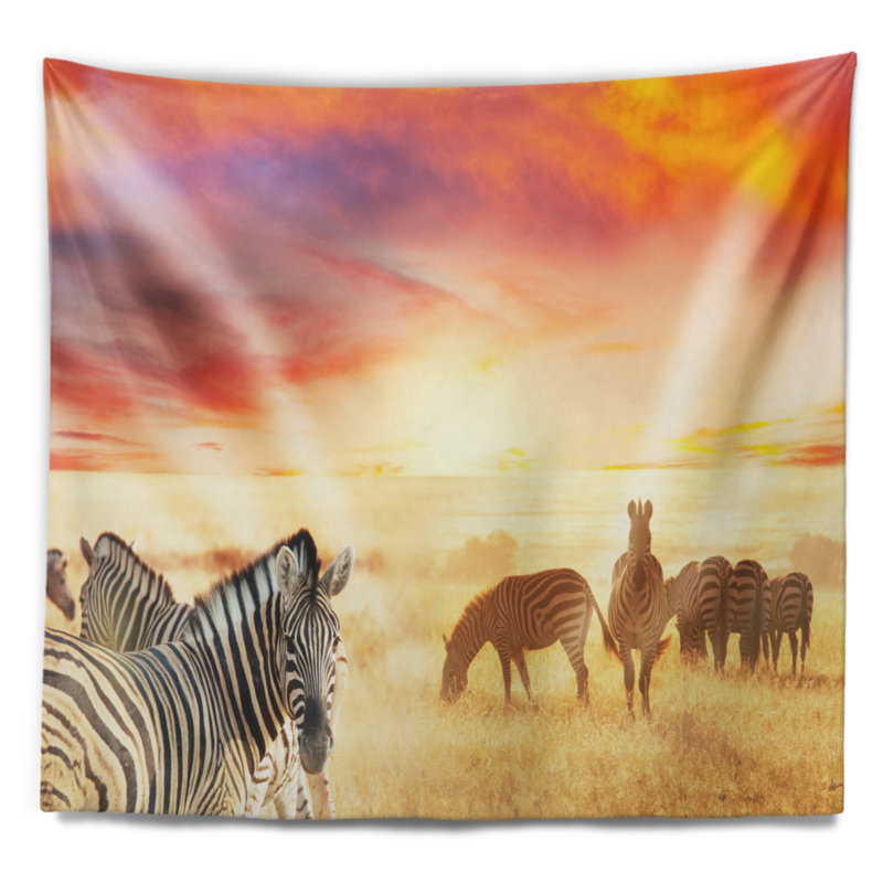 Tapisserie zébrée mignonne animal, H 50 po x l 60 po