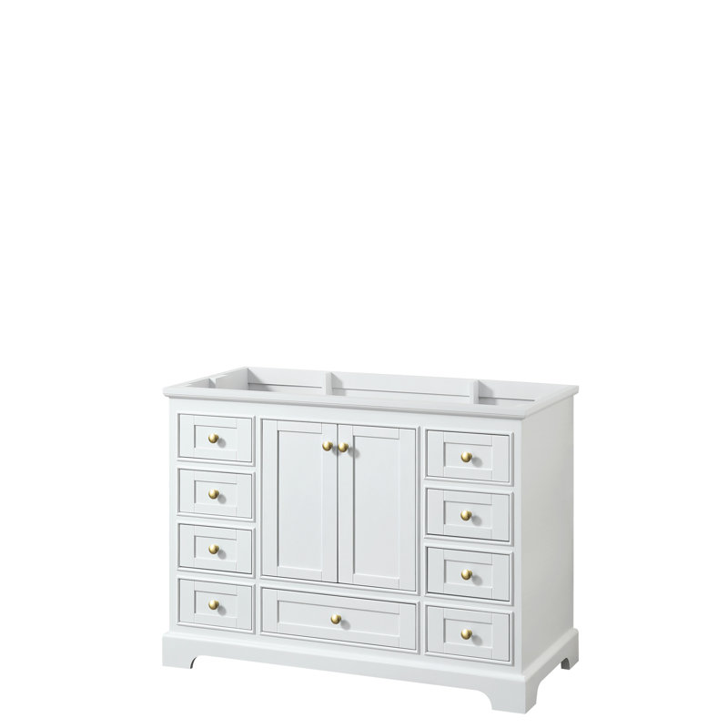 Deborah 48" Single Bathroom Vanity Base Only, White/Gold