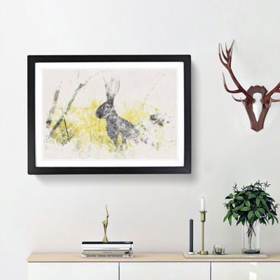 Alert Hare in the Meadow Watercolour - Picture Frame Graphic Art Print