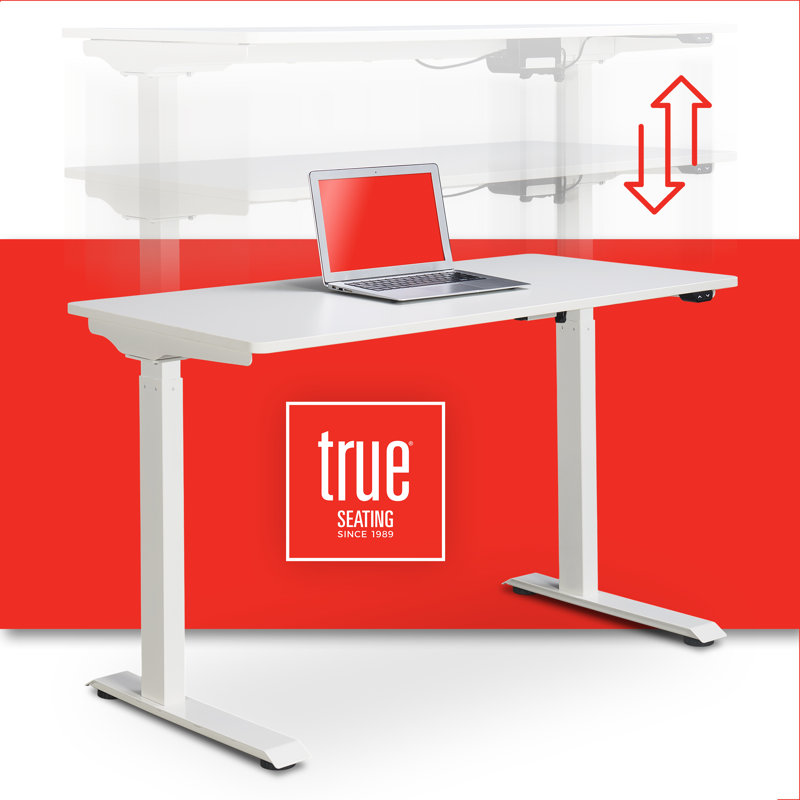 Ergo Electric Height Adjustable 47" Standing Computer Desk, Ergonomic Adjustable Home Office Table, White
