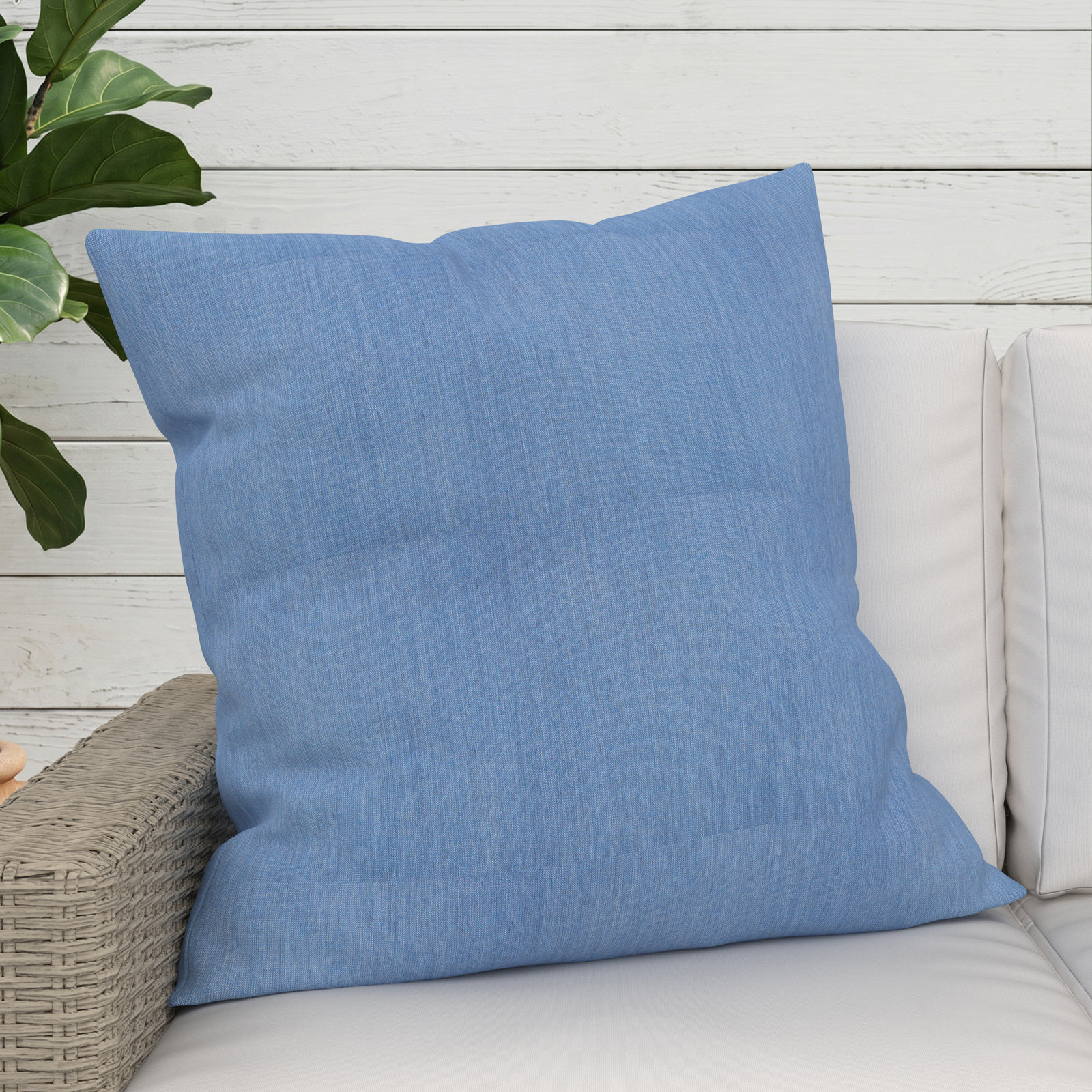 Indoor/Outdoor Throw Pillow, Square 24", Cast Ocean Sunbrella® Plainweave