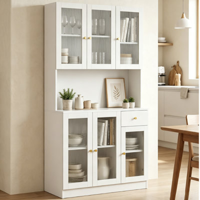 70.87'' Kitchen Pantry, Accent Cabinets, Tall Kitchen Pantry Cabinet with Doors & Drawer, Modular Kitchen Storage Cabinet, White Cupboard for Kitchen,