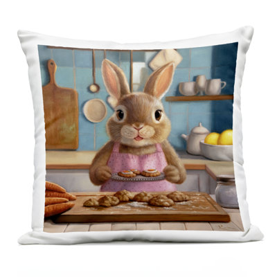 Coussin d'extérieur imprimé Mme. Bunny Bakewell, par Lucia Heffernan, 18 x 7 x 18