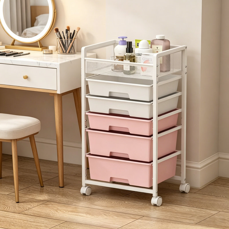 Organizing Storage: Multi-tiered Storage Racks, Movable Drawer-style Racks With Wheels, Versatile Bedroom Storage Cabinets.