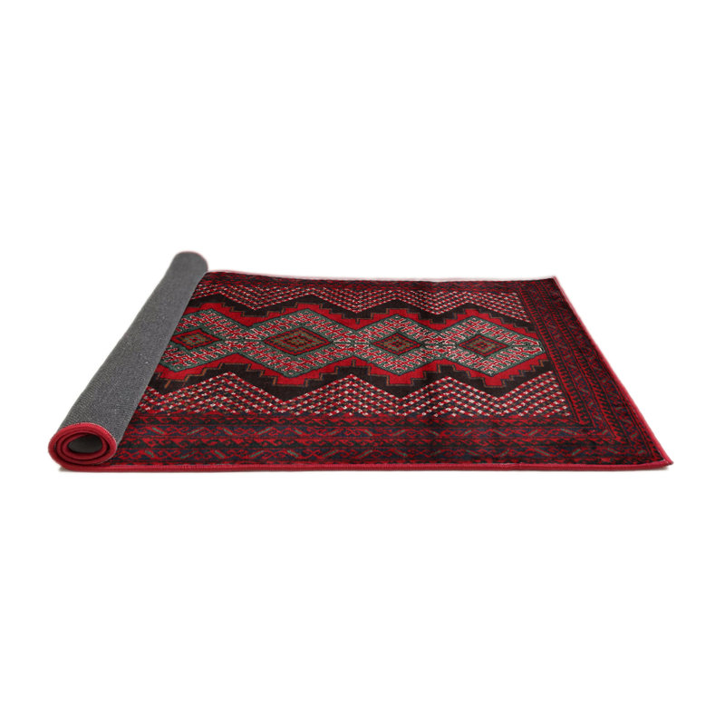 Tapis traditionnel rouge / marron, Rond 6 pi