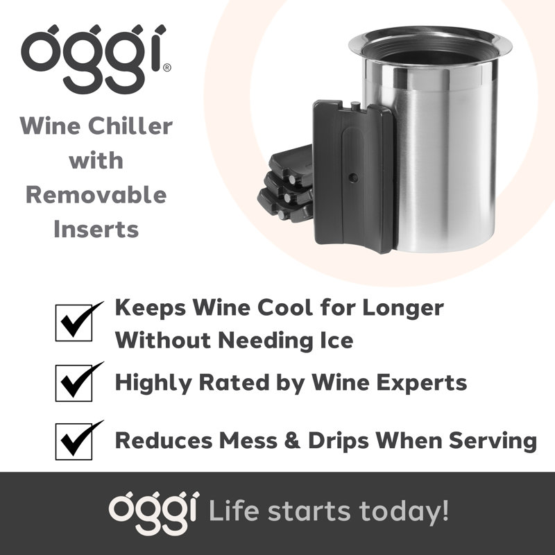Stainless Steel Iceless Wine Chiller with Removable Inserts
