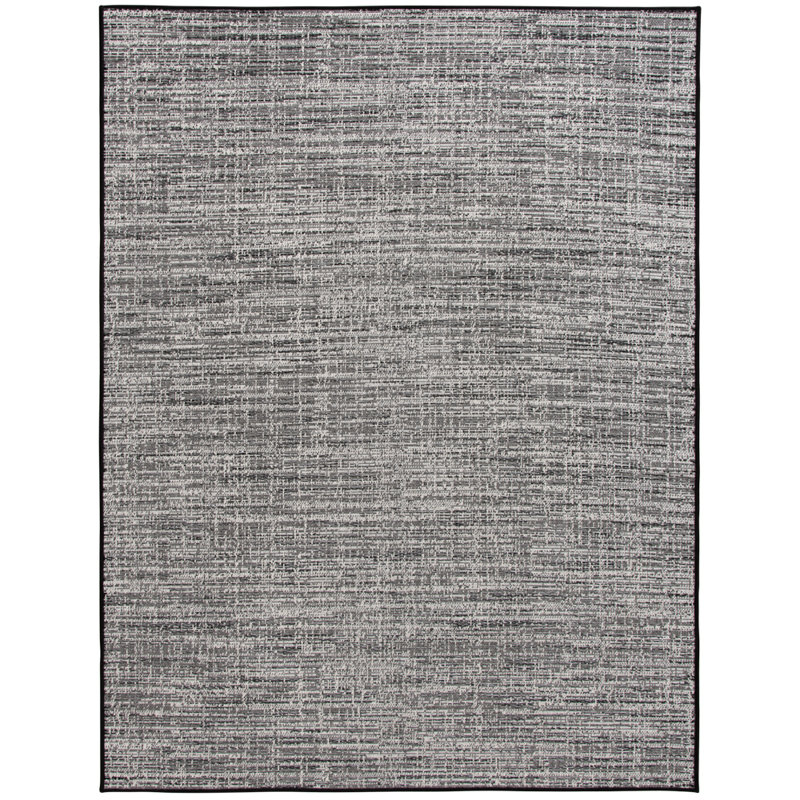 Bungalow Rose Perkinson Grey Stripe Indoor Polypropylene Area Rug, Rectangle 9'10.11" x 12'9.54"