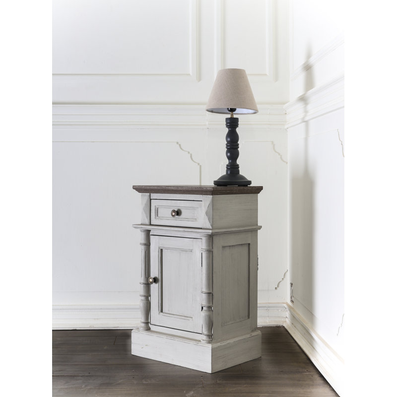 Madison End Table with Storage, Antique Gray, Gray