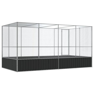 vidaXL Aviary Silver Galvanized steel Large Durable Bird Aviary