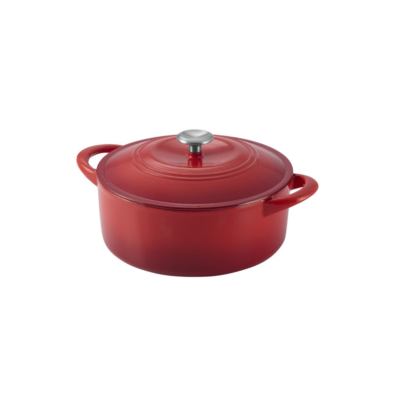 Cocotte ronde en fonte émaillée de couleur brune, 6 pintes, Rouge