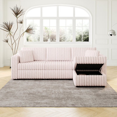Rose doux avec coussins amovibles et coussins de dossier à rangement hydraulique