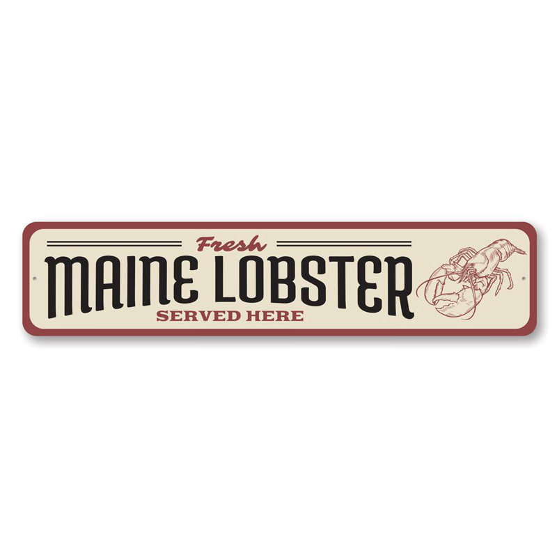 Maine Lobster Seafood Shack Aluminum Sign, 4" H x 18" W x 0.04" D