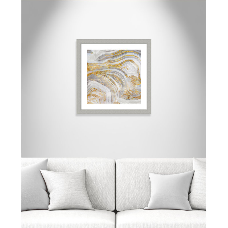 Agate Allure I - peinture encadrée, Encadrement argent brossé, H 25 po x l 25 po x P 1,25 po