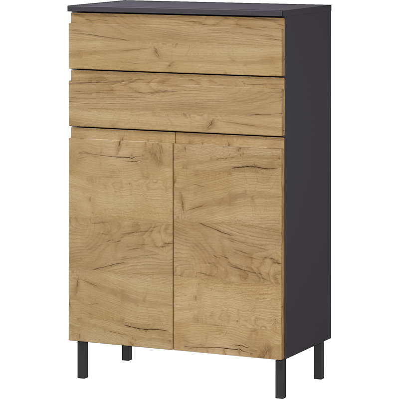 Musson Freestanding Bathroom Cabinet, Graphite/Grandson Oak