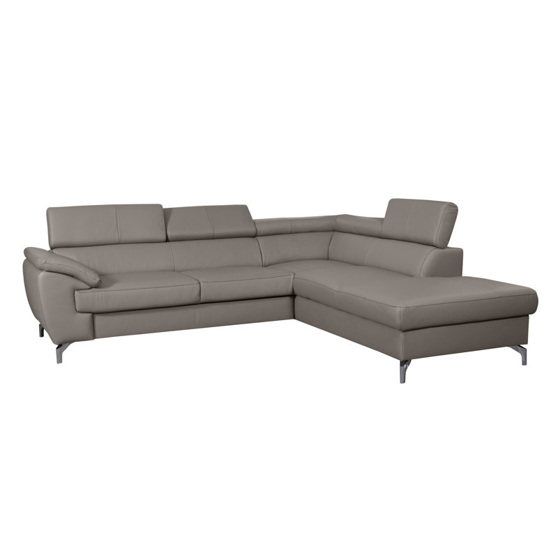 Brookhurst Leather Corner Sofabed, Right Hand Facing, Taupe