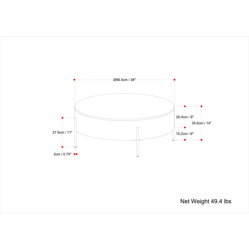 Natural Mango Wood and Black Metal Round Drum Coffee Table