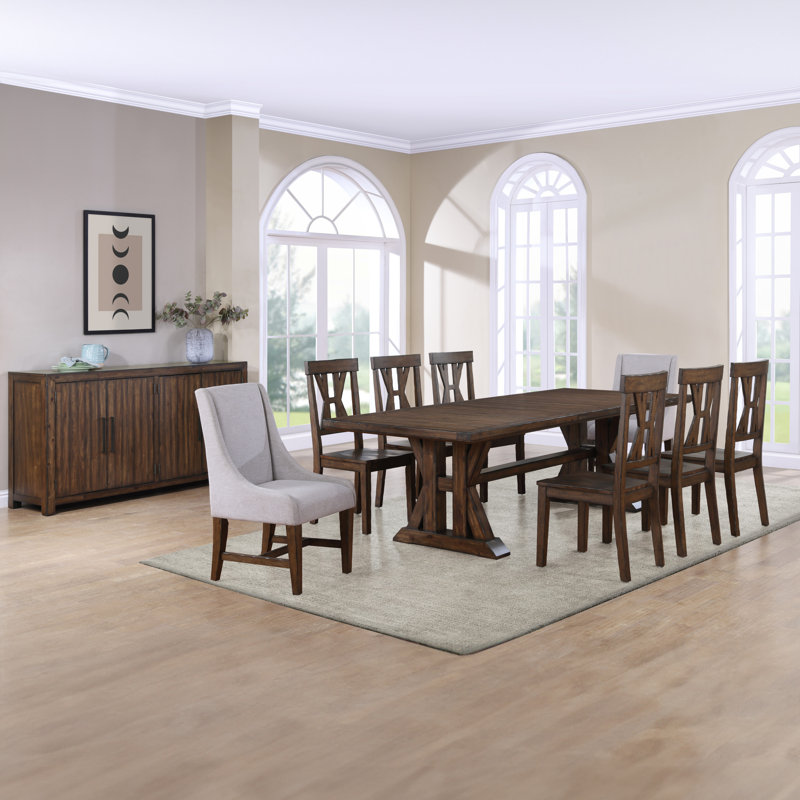 Auburn Dark Brown Rubber Wood Extendable Dining Table