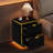 Modern Led End Table, 18 Inch  Night Stand with 2 Fluted Drawers and Golden Handles-342130428-342130426