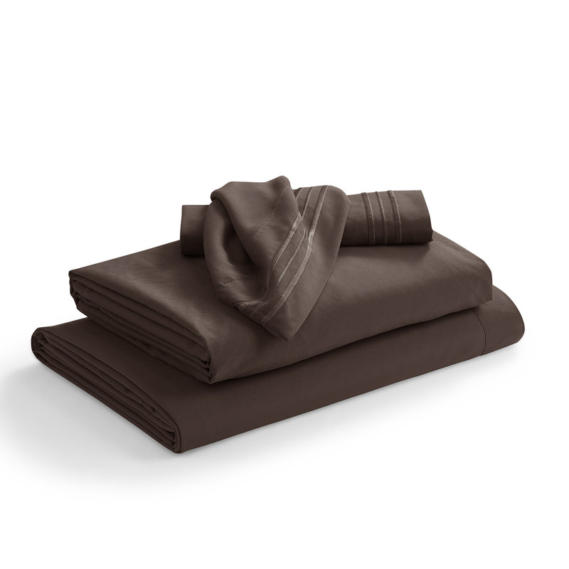 1800 Series Double-Brushed Microfiber Hypoallergenic Sheet Set, Chocolate Brown, Twin XL Sheet Set with 1 Pillowcase