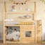 Lit de maison blanc en bois pleine grandeur avec éclairage à DEL doux, caractéristiques et tablette peu encombrante, garde-corps pour dormir-130115563