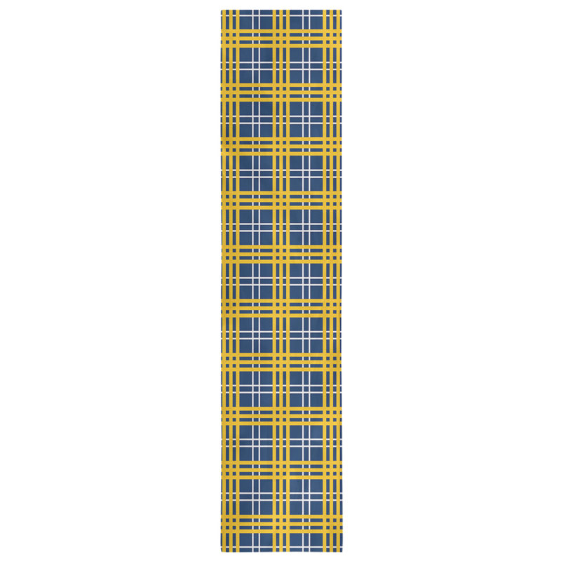Paid Polyester Table Runner, 72" L x 16" W, Navy Blue/White/Gold
