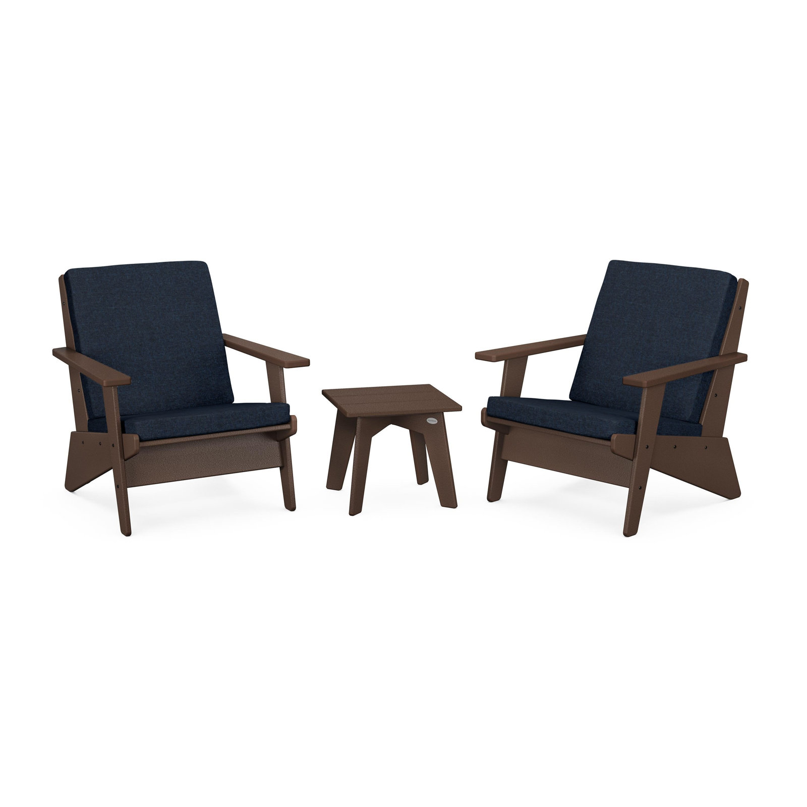 Riviera Modern Lounge 3-Piece Set, Mahogany, Marine Indigo