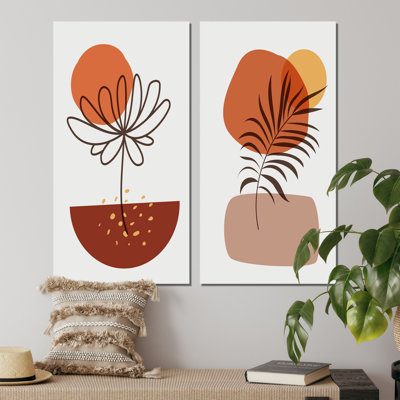 " Minimalistic Abstract Designs In Retro Colours III " 2 - Pieces