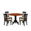 5 Piece Dining Table Set for 4 Includes a Round Kitchen Table with Dropleaf and 4 Linen Fabric Kitchen Dining Chairs, 42x42 Inch, Black & Cherry-884979590-823366000-823365965