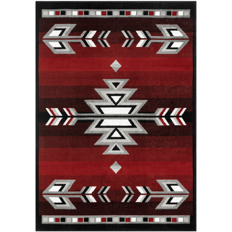 Elihu rouge / blanc Sylvan Sud-Ouest, Rectangle 7 pi 8 po x 10 pi 7 po